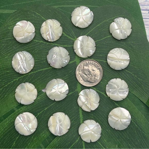 Vintage Hand Carved Mother of Pearl Shell Beads Jewelry Making Lot - Picture 8 of 16